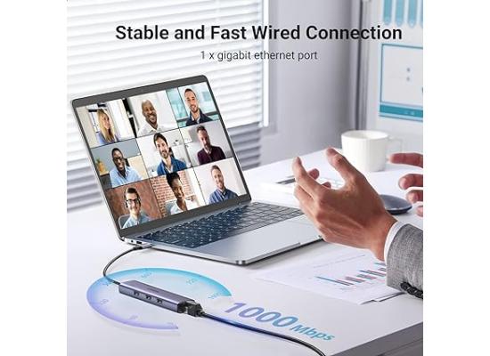 UGREEN USB-C to Ethernet Adapter, 4 in 1 Multiport Hub with Gigabit RJ45